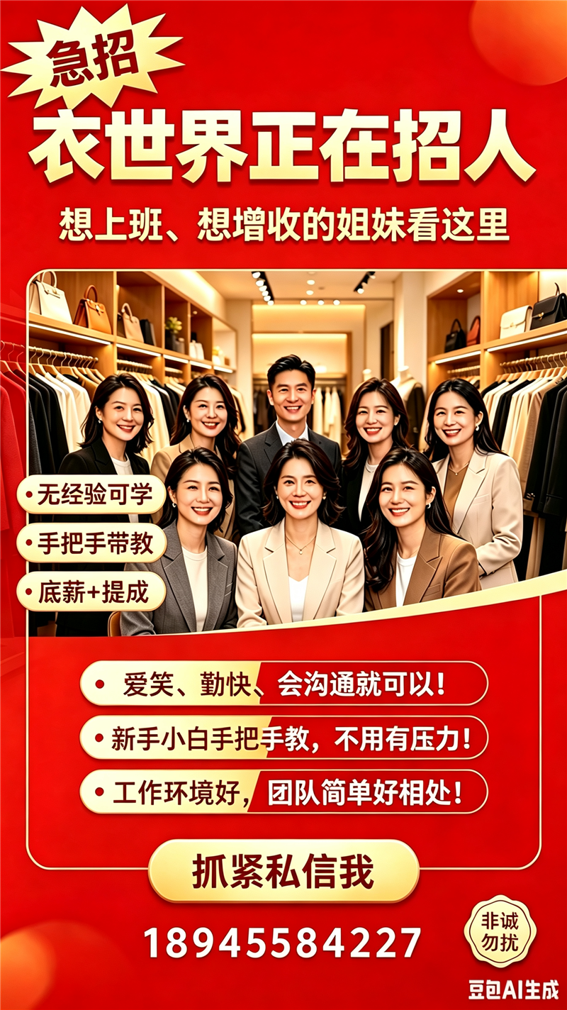 衣世界服装批发城急聘